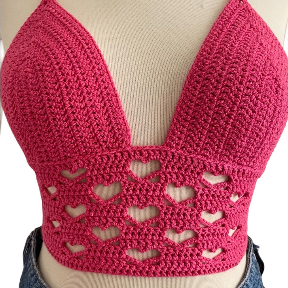 Pink Crochet Halter Top